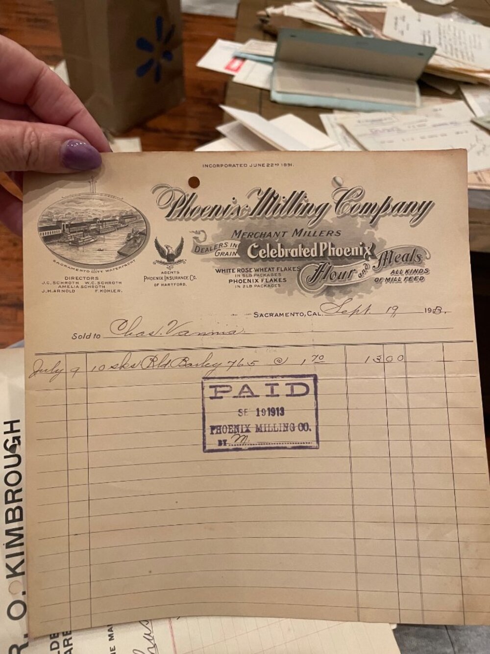10 Sacramento CA Construction Billheads 1913–15 Chas Vannina Plastering Paint